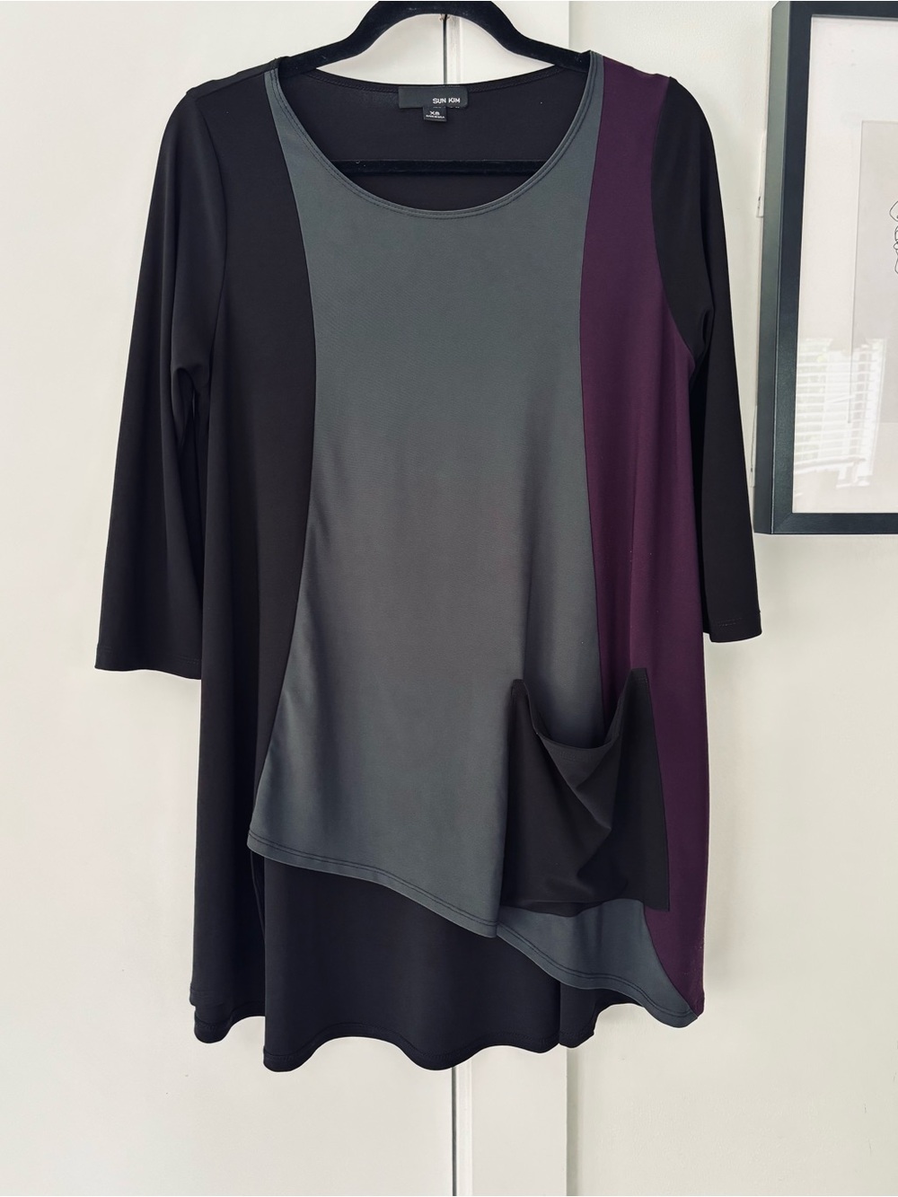 Sun Kim colorblock long sleeve pocket tunic size XS